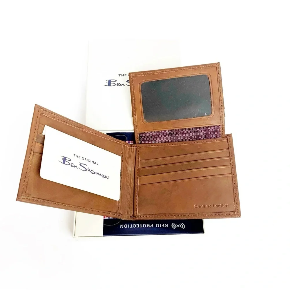 Ben Sherman Tan Genuine Leather Bi-Fold Wallet